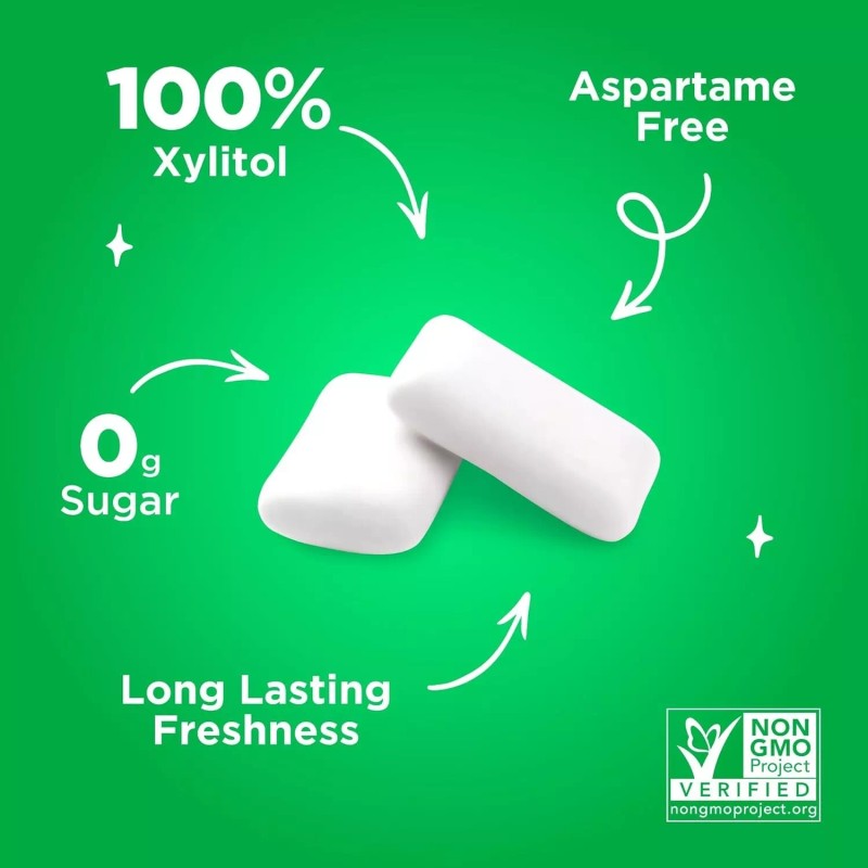 PUR Gum Aspartame Free Chewing Gum 100% Xylitol Natural Spearmint