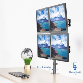 VIVO Quad Monitor 17 to 32 inch LED LCD Clamp-on Desk Mount, Heavy Duty Articulating Computer Stand, Holds 4 Screens, Max VESA 100x100, Fully Adjustable for Home Office Workstation, STAND-V104Y