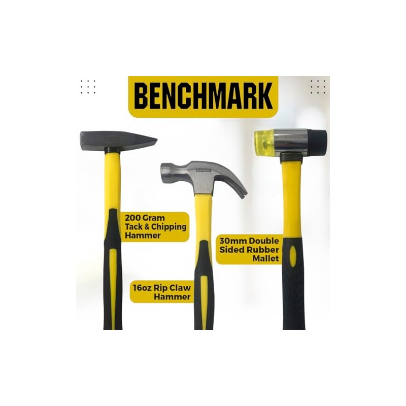 Benchmark - 3 Piece Hammer Set; 16 OZ. Claw Hammer,