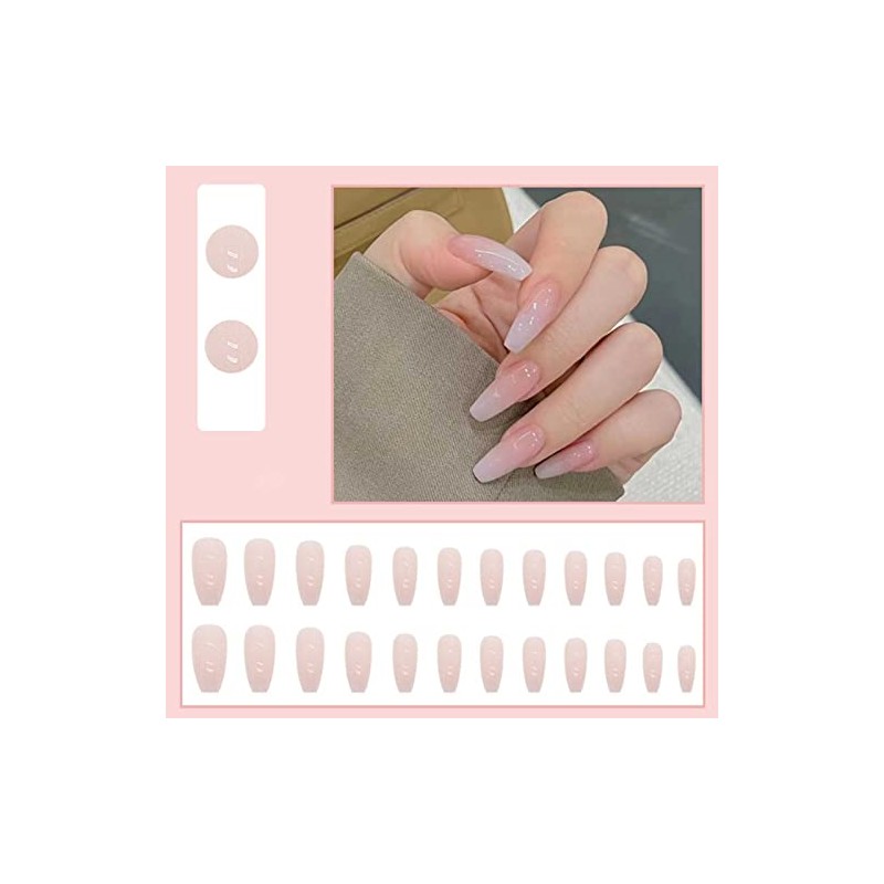 Prensado Largo En Uñas Cuadradas Francesas Uñas Postizas de Acrílico