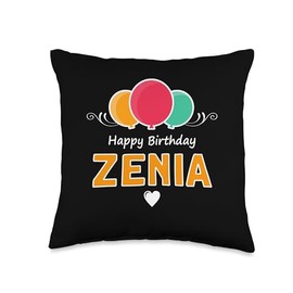 Happy Birthday saying Zenia Throw Pillow