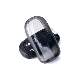 for Jeep Key Fob Cover TPU Car Key Fob Case Fit for Jeep Grand Cherokee Compass Renegade Cherokee Dodge 3 4 5 Buttons Car Remote Key Case Shell Protector(Black)