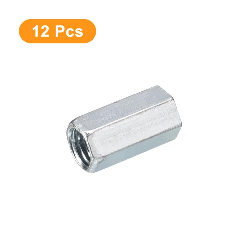 sourcing map 12pcs M12x15x30mm Coupling Nuts - Galvanized Carbon Steel