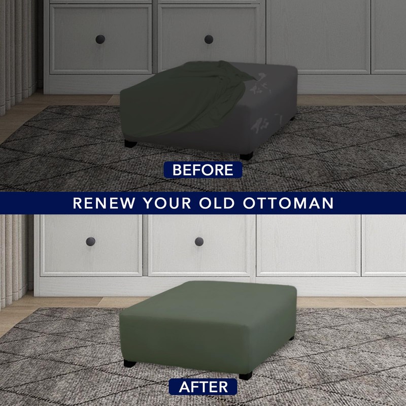 PureFit Super Stretch Form Fit Square Ottoman Cover Rectangle -