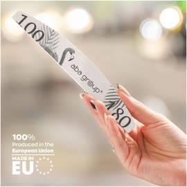 Aba Group Pack of 50 Professional Nail Files Half Moon Flamingo 100/180 Standard, Durable, Single Use, Good Quality Nail File, Abrasion-Resistant, Nail File Set, Made in EU