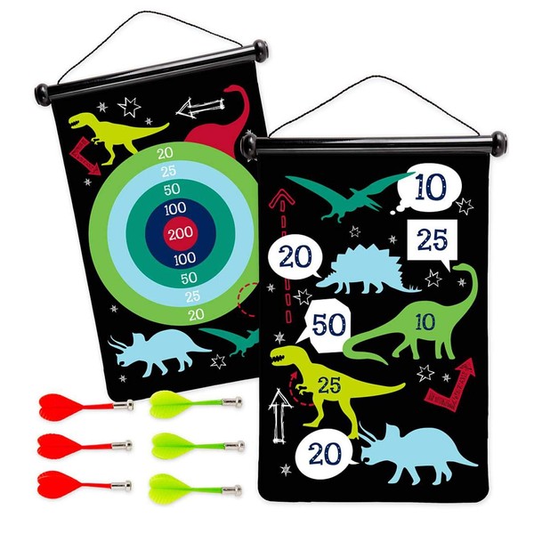 HearthSong Double-Sided Magnetic Canvas Kids' Target Game for Portable Play, Includes Six Magnetic Darts (Butterfly)