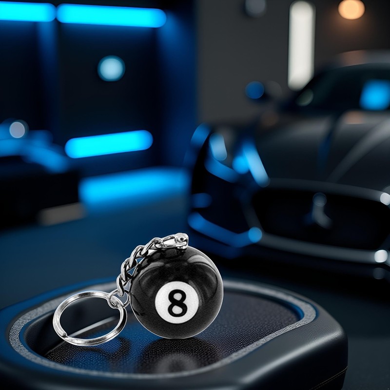 Dwuww Creative Number Eight Billiard Key Chain Pendant Car Key