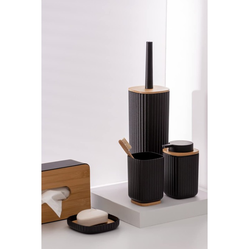WENKO Rotello Toilet Brush Set Black