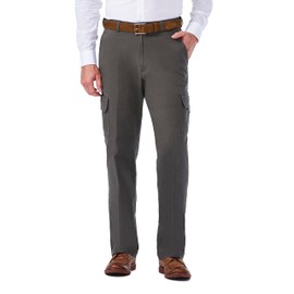 Haggar mens Comfort Stretch Flat Front Cargo - Reg. and Bt Casual Pants, Grey, 36W x 29L US