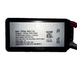 Ironsmith Lighting Products 75 Watt Short Circuit Protected Transformer - Input 120 V to 12V Output Converter Auto Restart Electronic Potted Transformer for Halogen Lights Xenon Krypton Bulbs