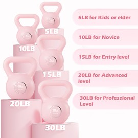 KHTO Kettlebells Fitness Exercise-Pink Strength Training Kettlebell Sets,Dumbbell Weights for Home Gym Equipment(15LB)