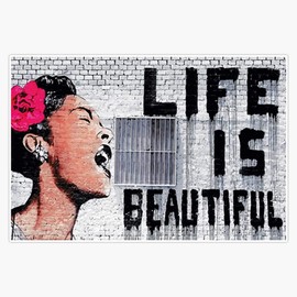 Life is Beautiful wall mural Banksy street graffiti art Bumper Sticker Vinyl Decal 5 inches