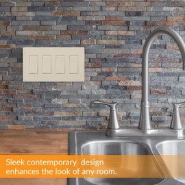 Faith SWP4-IV-01 Screwless Wall Plate Child Safe Outlet Covers, 4.68" H x 8.4" L, Fits GFCI, USB Receptacles, Dimmers, and Lighting Controls, ETL Listed, 1-Pack, Ivory