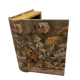 Vintage Fairy Book Box Leather Over Wood Secret Storage Box Fairy Keepsake