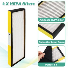 FLT4825 HEPA Filter B Replacement with G-Guardian Air Purifier AC4825 AC4825E AC4300 AC4800 AC4900 AC4850 by Techecook - 4 x True H13 HEPA Filters, 8 x Activated Carbon Pre-Filter