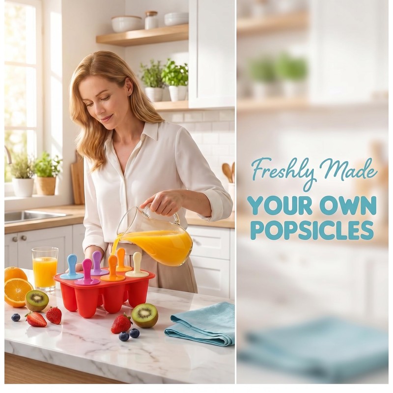 Ice Lolly Moulds, 6 Cavity Ice Lolly Moulds with Sticks