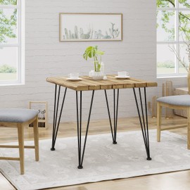 Christopher Knight Home Audrey Indoor Industrial Acacia Wood Dining Table, Teak Finish, Rustic Metal