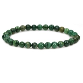 CHENYUE Natural African Serpentine Gemstone 6mm Round Beads Stretch Bracelet 7" Unisex
