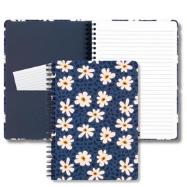 Steel Mill & Co Cute Mini Spiral Notebook, 8.25" x 6.25" Journal with Durable Hardcover and 160 Lined Pages (Leopard Daisy)