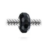 Solid Black Faceted Murano Glass .925 Sterling Silver Core Spacer