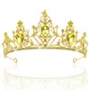 AHONEY Gold Crown Tiara for Women - Yellow Crystal Rhinestone