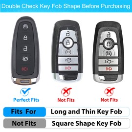 OLLEN TPU Key Fob Cover Fit for Ford C-Max Edge Escape Expedition Explorer Flex Focus Taurus Lincoln MKS MKT MKX Navigator, Full Protection Soft TPU Key Case, with Bling Leather Keychain, White