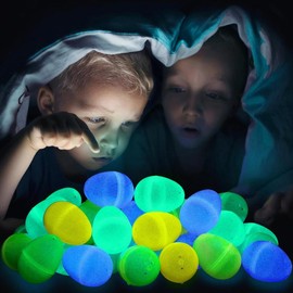 48 Pcs Glow in the Dark Easter Eggs, Plastic Easter Eggs for Party Favors Basket Stuffers Easter Decorations Supplies - Number of: 72