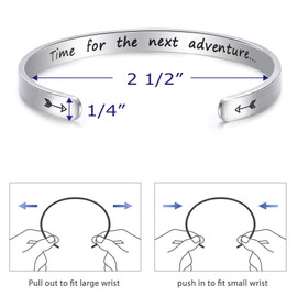 LParkin Time For the Next Adventure College Graduation Gift Bracelet Inspirational Jewelry High School Graduate Gift for Daughter (Cuff)