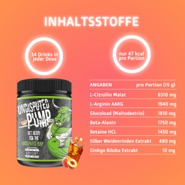 American Supps American Supps? PREMIUM Pump Booster [510g] - AAKG + L Citrullin Malat + Beta Alanin + Ginkgo Biloba - ultimativer Pump Booster fr Hardcore Training (Peach Ice Tea - Pfirsisch Eistee)