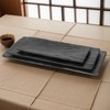Yinshine Melamine Sushi Plates Set, 3pcs Black Rectangular Serving Trays,