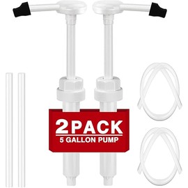 2 Pack 5 Gallon Pump Dispenser 38-400 1 oz Dispenser Pump for Large Gallon Bucket with 50cm Extended Tube, Cap to Avoid Dripping, Great for Shampoo, Conditioner, Bleach Liquid, Laundry, Detergent, Oil