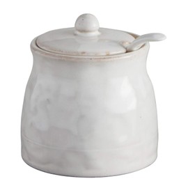 47th & Main Classic Glazed Pottery Style Porcelain Sugar Jar, Small, White