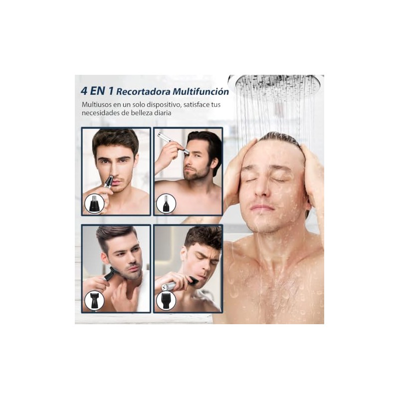 Recortadora de Vello Nasal, 4 en 1 Rasuradora Nariz/Oreja/Cejas/Barba