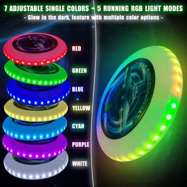 Punieayi LED Light Up Flying Disc- 38 RGB LED Lights, 7+5 Light Modes, Rechargeable, Waterproof Outdoor Games for Adult and Family/Boys/Teens/Kids Beach Camping Essentials Lawn Yard Games