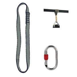 HOUSON Heavy Duty Punch Bag Straps, Bag Hanger Heavy Bag Hanging Strap with Hook Carabiner for Gym Bar & Pull-Up Bar (25KN Carabiner Hook)