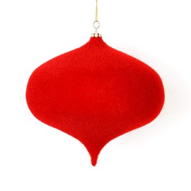 Vickerman 6" Red Flocked Onion Christmas Ornament, 4 per Bag