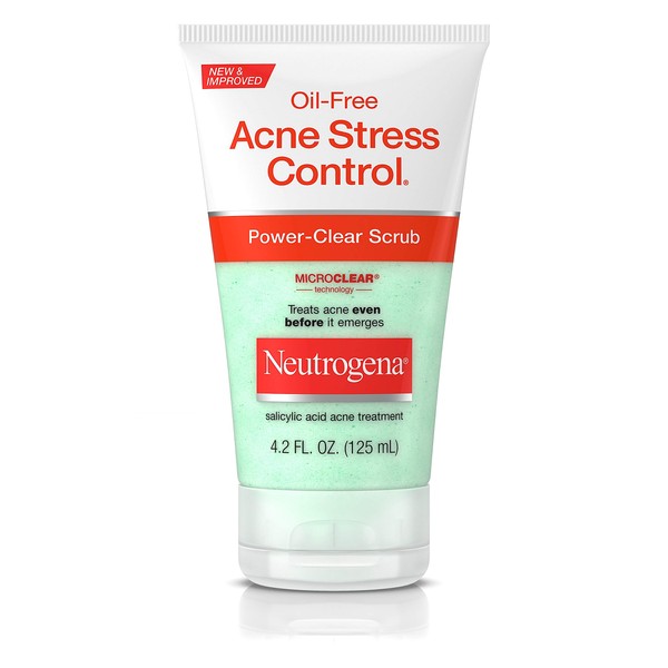 Neutrogena Oil-Free Acne Stress Control Power-Clear Face Scrub, Salicylic Acid Acne Treatment for Acne-Prone Skin, 4.2 fl. oz