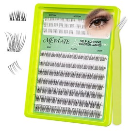 Self Adhesive Eyelashes, Press on No Glue Pre Glue D Curl Wispy Full Eye Lash Clusters, 10-16MM Upper & 5-7MM Lower Lashes, 120PCS DIY Kit with Tweezers
