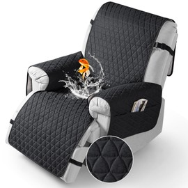 TAOCOCO 100% Waterproof Recliner Cover - Recliner Cover with Non-Slip Granule, Recliner Chair Covers with Elastic Band, Recliner Chair Covers for Reclining Chair(Black, Small-22'')