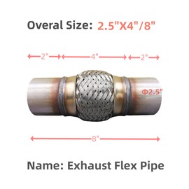SUISFLXGRO Exhaust Flex Pipe 2"X4"/8" Universal Type 100% Stainless Steel For Heavy Duty and Cars