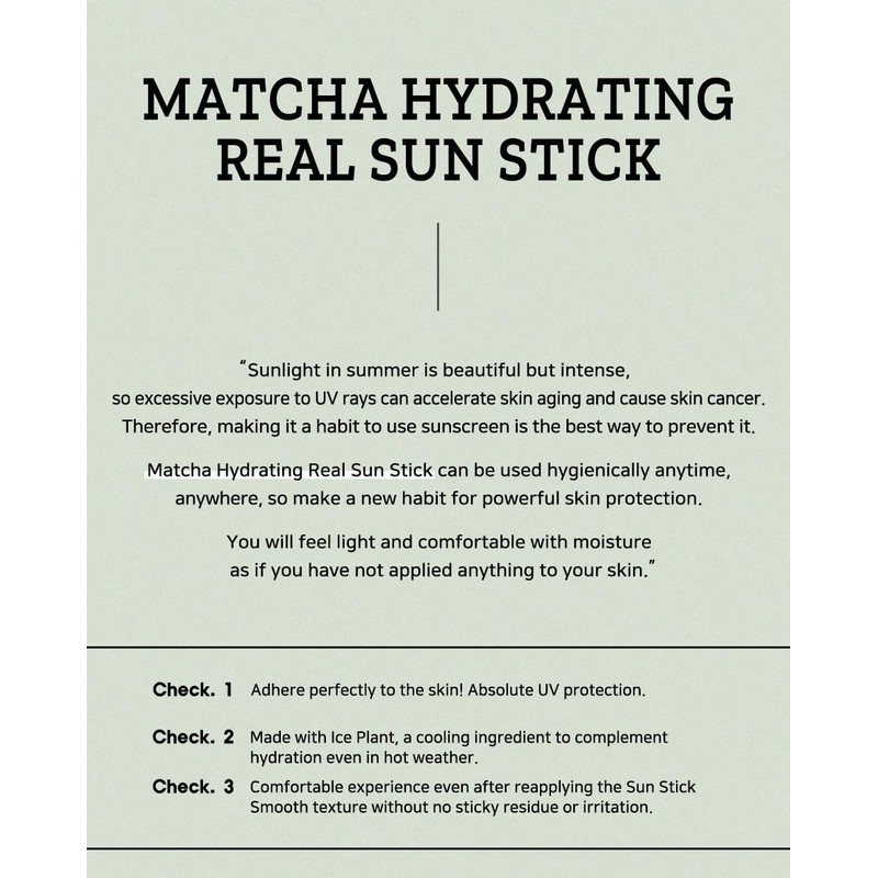 B_LAB Matcha Hydrating Real Sun Stick 21g