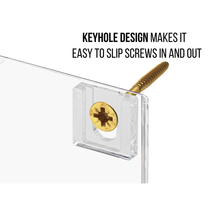 25 Pack Acrylic Keyhole Attachments 3/8" Clear Hanging Hardware for