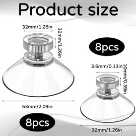 Pack of 16 Suction Cups with Thread, Transparent Suction Cups No Drilling, Suction Cups for Windows, Suction Cup Hooks, Extra Strong, High-Quality Suction Cups for Camping and Car, Ideal as Suction