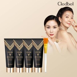 Clédbel Black Edition Gold Lifting Mask Pack (4 pieces) + Brush (1 set) / 끌레드벨 블랙에디션 골드리프팅 마스크팩 4개+브러쉬1