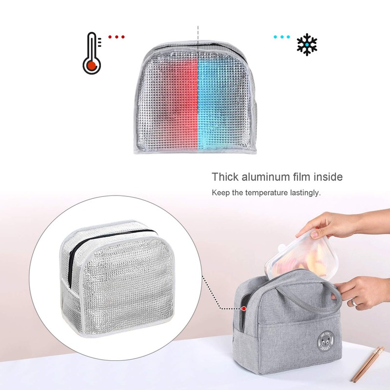 JEEZAO Small Lightweight Lunch Bag, Cool Bag, Insulated Bag for