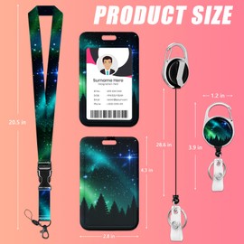 Starry Sky Forest ID Badge Holder with Lanyards, Detachable Lanyards for ID Badges, Retractable Badge Reel with Heavy Duty Clip for Nurse Teacher Office Staff Student