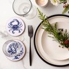 Yetene 8 Pcs Coastal Ceramic Coasters, Cork Base Ocean Housewarming