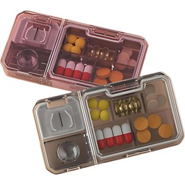 Noguez. 2 Pastilleros de Viaje, Pastillero Semanal con Cortador de Pastillas, Pastillero para Medicamentos, Caja Portátil para Pastillas, Organizador de Pastillas de Viaje.