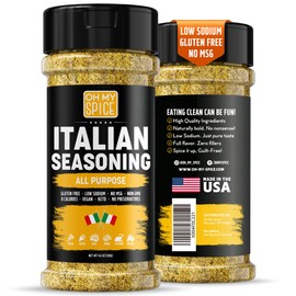 Italian Seasoning Blend All Purpose Seasoning Mix - Gluten Free & Low Sodium Pizza Seasonings for Bruschetta & Spaghetti. Mediterranean Everything Spice Herbs for Italian Food. Pizza Toppings. 4.6oz