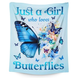 Butterfly Throw for Girls Women, Throw Blankets Gifts for Kids Teens Adults Sister Daughter Mom, Gift with Butterflies on Them for Birthday, 40x50 Inches Comfy Flannel Blanket for Sofa Couch Bed